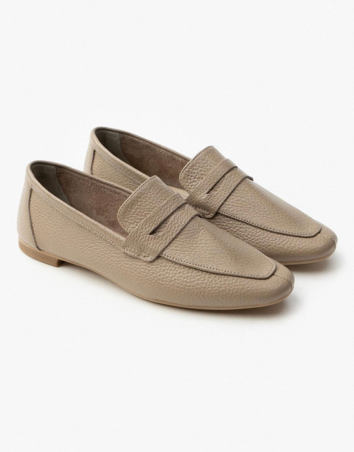 EMMA 100% Leren Loafers Beige