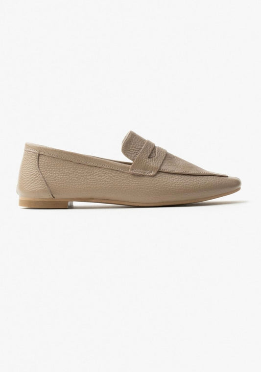 EMMA 100% Leren Loafers Beige