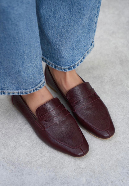 EMMA 100% Leren Loafers Bordeaux