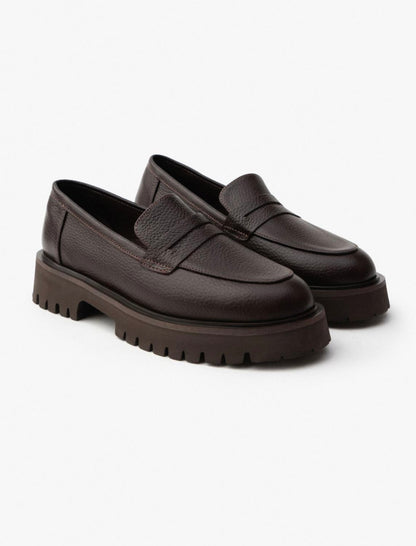 QUEENA Loafers Bruin 100% Leer