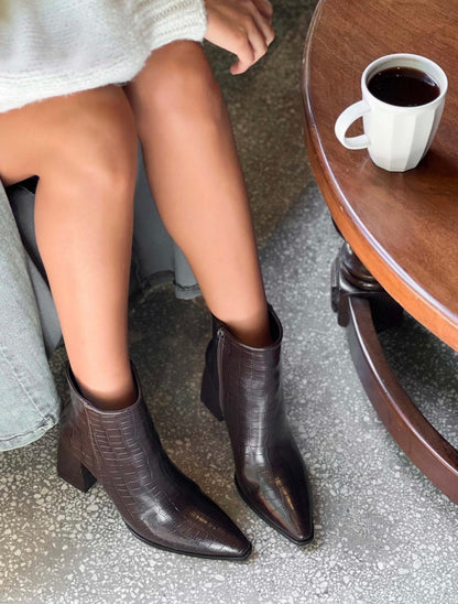 JUANITA Boots Coffee Croco